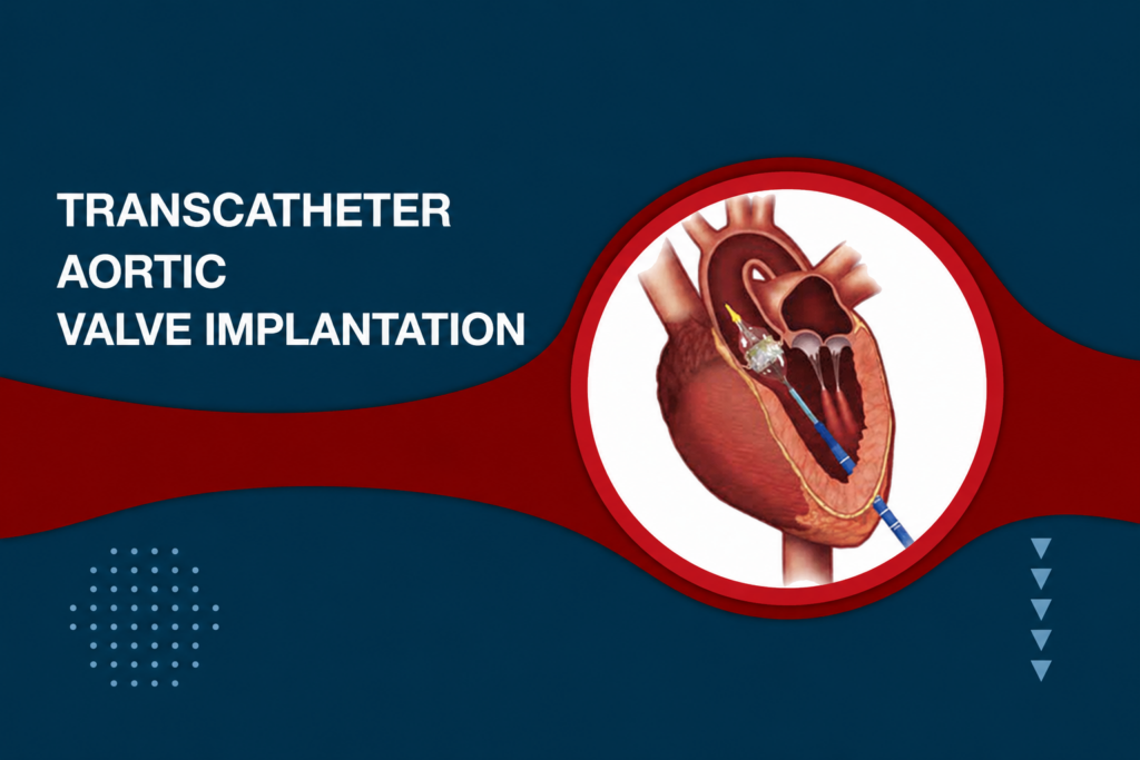 Doctor explaining TAVR non-surgical heart valve replacement procedure to a heart patient at Cardium Heart Care Clinic.