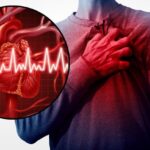 Fit young man experiencing chest discomfort despite an active lifestyle, highlighting hidden heart attack risks.