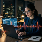 IT professional working late in Hinjewadi office highlighting the growing risk of high cholesterol and heart disease.